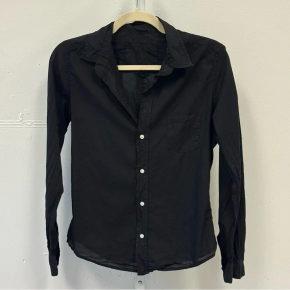 Frank & Eileen BARRY Tailored Button-Up Shirt Slim Tailored Fit Black Small